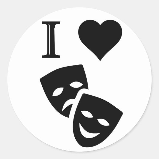 Sticker Rond J'aime le théâtre (Devant)