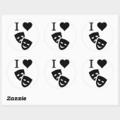 Sticker Rond J'aime le théâtre (Feuille)