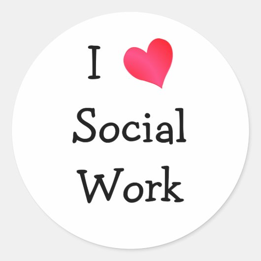 Sticker Rond J'aime le travail social (Devant)