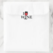 Sticker Rond J'aime le vin au coeur rouge (Sac)