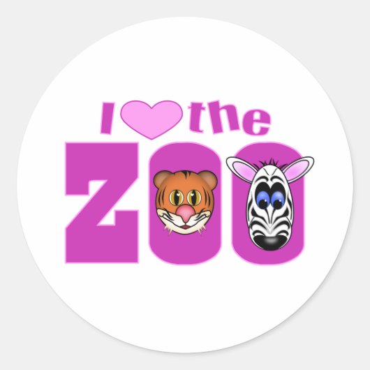 Sticker Rond J'aime le zoo (Devant)