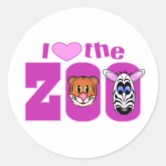 Sticker Rond J'aime le zoo (Devant)