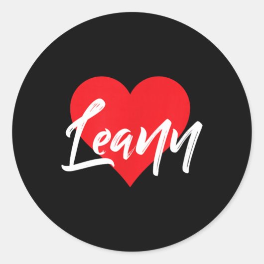 Sticker Rond J'aime Leann Prénom (Devant)
