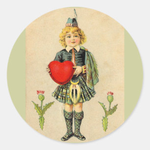 Sticker Rond J'aime l'Ecosse, l'Ecosse vintage