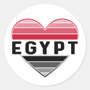 Sticker Rond J'aime l'Egypte, le coeur égyptien