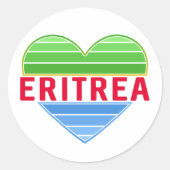 Sticker Rond J'aime l'Erythrée, coeur érythréen (Devant)