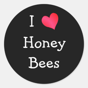 Sticker Rond J'aime les abeilles de miel