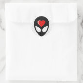 Sticker Rond J'AIME LES aliens ! (Sac)