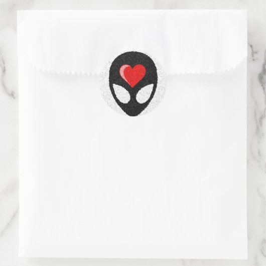 Sticker Rond J'AIME LES aliens ! (Sac)