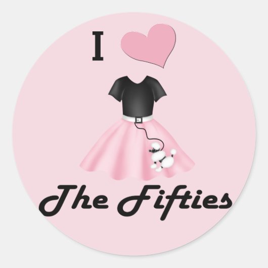 Sticker Rond J'aime les années 50 (Devant)