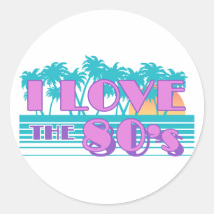 Sticker Rond J'Aime Les Années 80