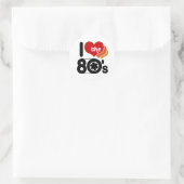 Sticker Rond J'aime les années 80 (Sac)