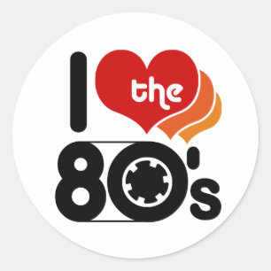 Sticker Rond J'aime les années 80