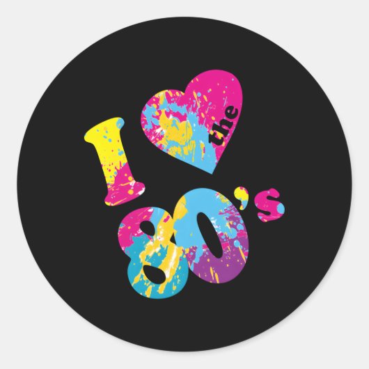 Sticker Rond J'Aime Les Années 80 (Devant)