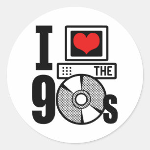 Sticker Rond J'Aime Les Années 90