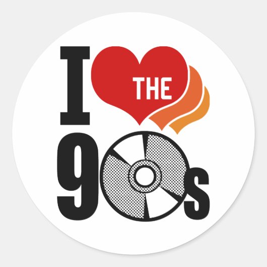 Sticker Rond J'Aime Les Années 90 (Devant)