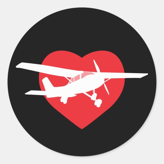 Sticker Rond J'aime les avions (Devant)