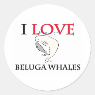 Sticker Rond J'Aime Les Baleines Beluga