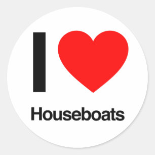 Sticker Rond j'aime les bateaux à moteur