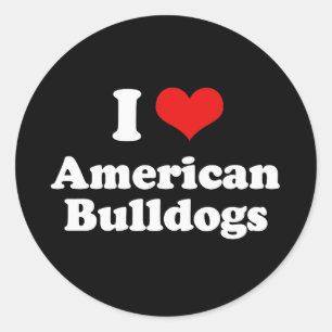 Sticker Rond J'Aime Les Bulldogs Américains