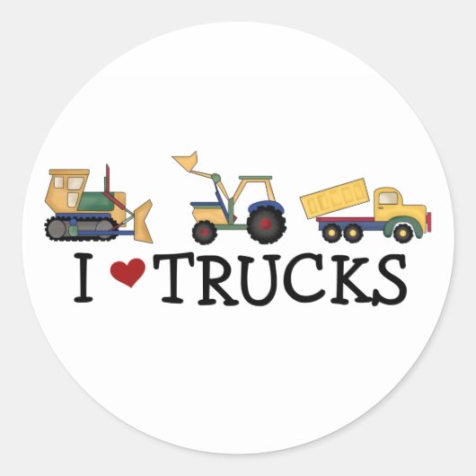 Sticker Rond J'aime les camions (Devant)