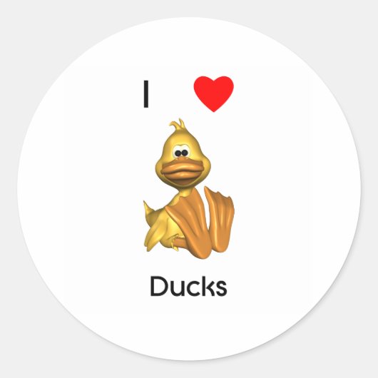 Sticker Rond J'aime les canards (Devant)