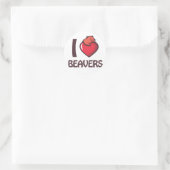 Sticker Rond J'aime les castors (Sac)
