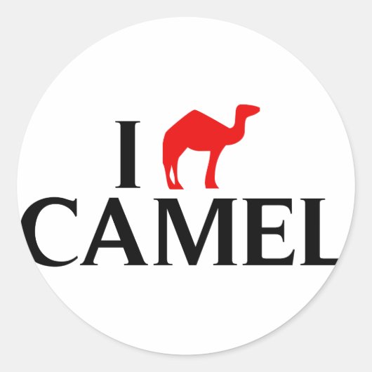 Sticker Rond J'aime les chameaux (Devant)