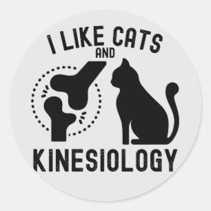 Sticker Rond J'aime les chats et la kinésiologie
