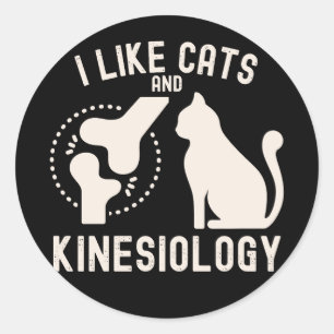 Sticker Rond J'aime les chats et la kinésiologie