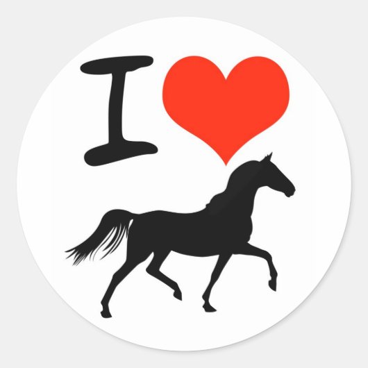 Sticker Rond J'aime les chevaux (Devant)