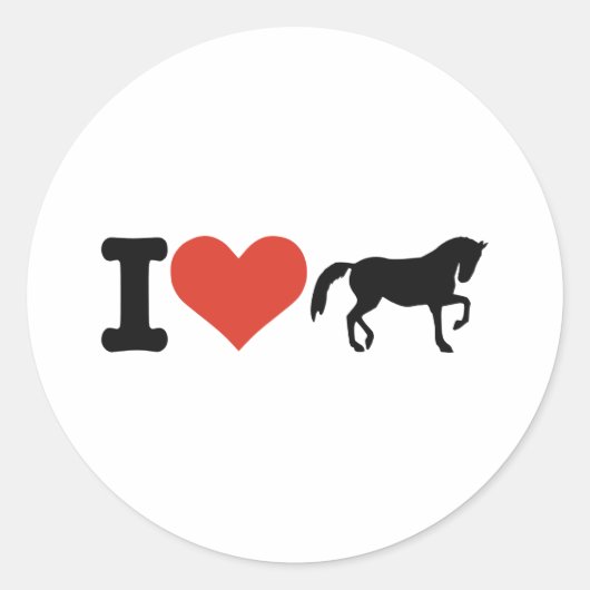Sticker Rond J'aime les chevaux (Devant)