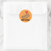 Sticker Rond J'Aime Les Chiens Chauds (Sac)
