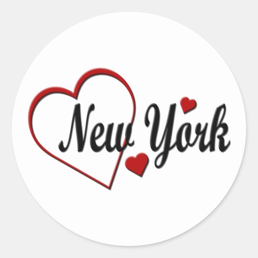 Sticker Rond J'aime les Coeurs de New York (Devant)
