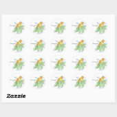 Sticker Rond J'aime les colibris, l'aquarelle originale (Feuille)
