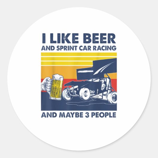 Sticker Rond J'aime les courses de bière et de sprint et moi (Devant)