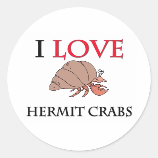 Sticker Rond J'Aime Les Crabes Hermites (Devant)