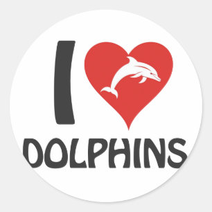Sticker Rond J'aime les dauphins