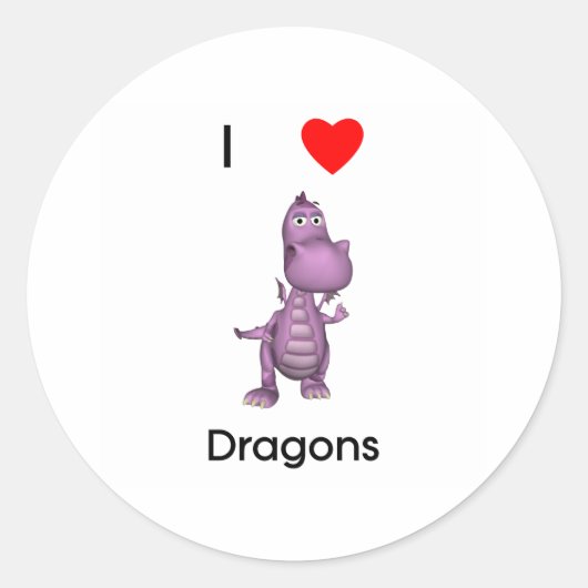 Sticker Rond J'aime les dragons (Devant)