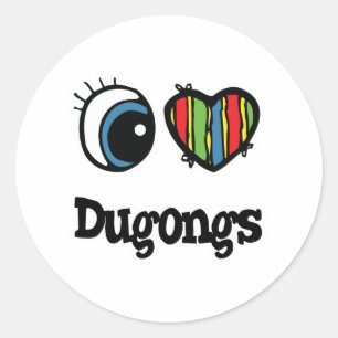 Sticker Rond J'aime (♥) les dugongs