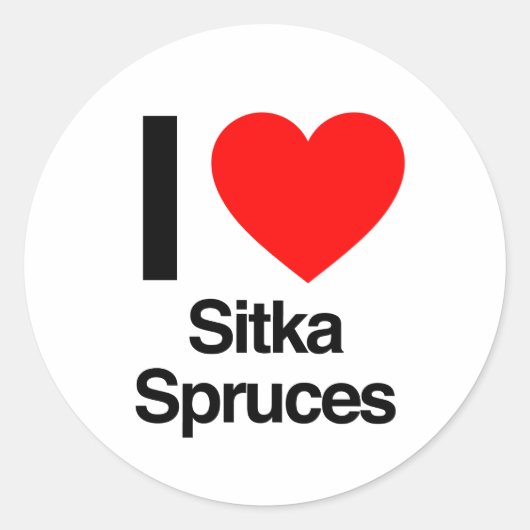 Sticker Rond j'aime les épinettes de sitka (Devant)