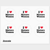 Sticker Rond J'aime les femmes adultes (Feuille)
