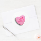 Sticker Rond J'aime les filles (Enveloppe)