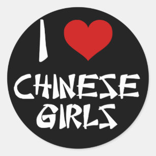 Sticker Rond J'aime les filles chinoises