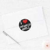 Sticker Rond J'aime les filles japonaises (Enveloppe)