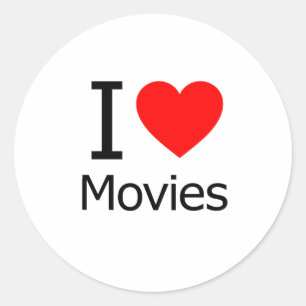 Sticker Rond J'aime les films