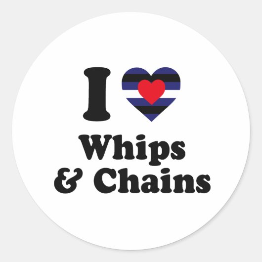 Sticker Rond J'aime les fouets et les chaînes (Devant)