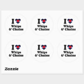 Sticker Rond J'aime les fouets et les chaînes (Feuille)