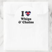 Sticker Rond J'aime les fouets et les chaînes (Sac)