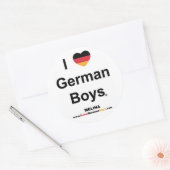 Sticker Rond J'aime les garçons allemands (Enveloppe)